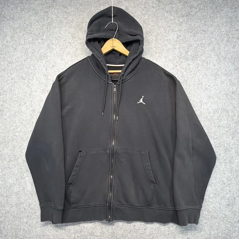 Nike Air Jordan Large Black Jumpman Full Zip Hoodie Oversized Y2K